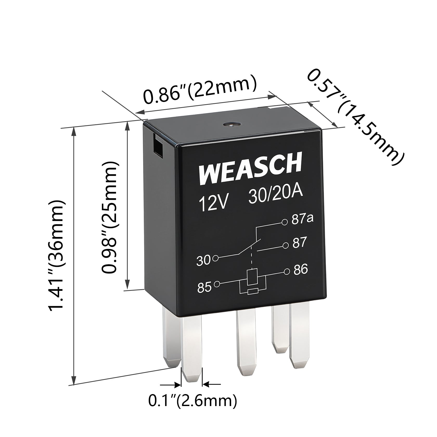 Weasch 10 Pack 5-Pin High Power Relay, DC 12V 30A, Compatible G8V-RH-1C7T-R-DC12 301-1C-C-R1-U01 278002822 7866 D1780C GM Equipment Black Multi-Purpose Relay Fuel Pump Relay-4