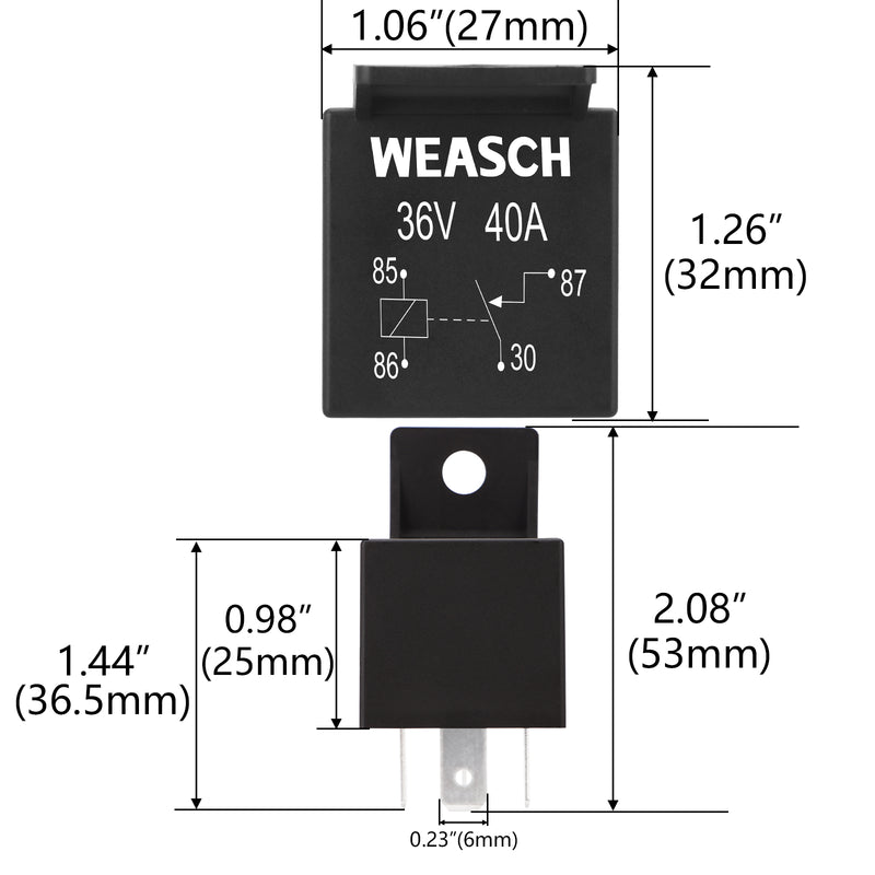 Weasch Car Relay, 36V 40A, 4 Pin SPST, Automotive Switches and Starters, Waterproof Relay for Boat Tractor Truck Motorcycle-7