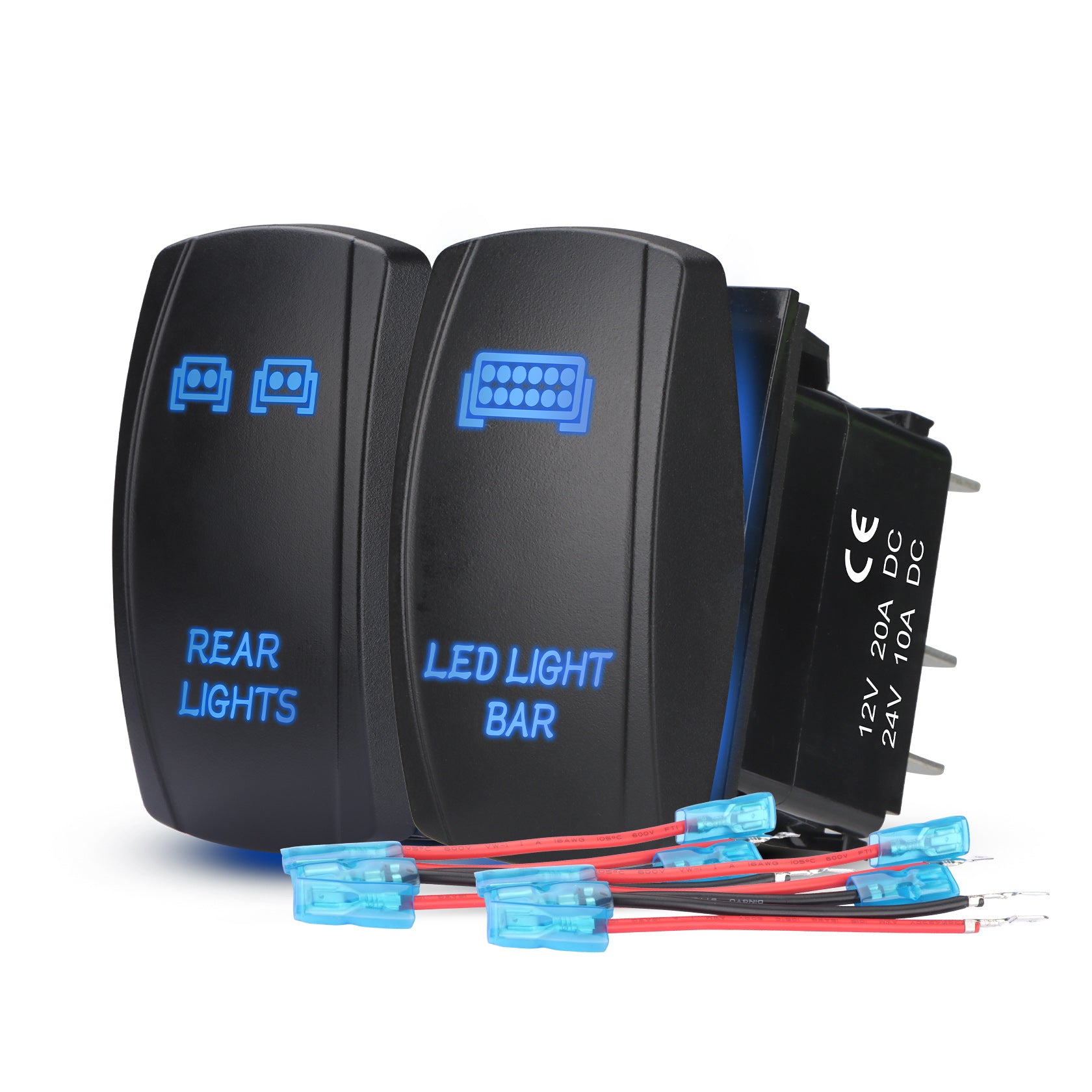 Weasch 2 Pack Rear Lights Rocker Switch Led Light Bar Rocker Switch, L
