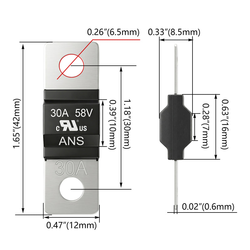 Weasch 30-200A AMI Midi Fuse, UL Recognized Component, DC 58V High Current Bolt-On Mini Fuses, Automotive Fuses for Car Truck Marine Boat, 6 Pack-3