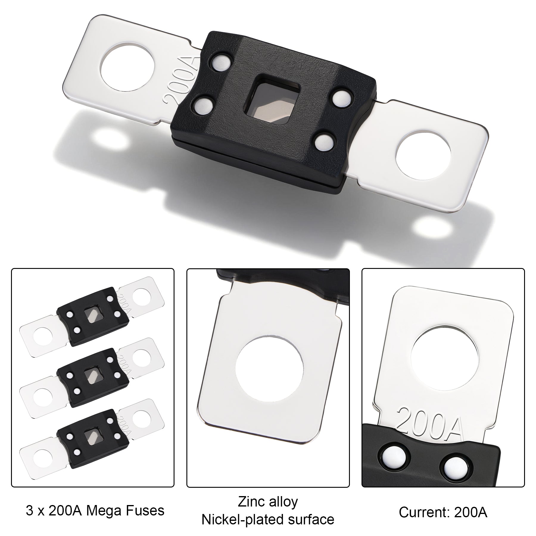 Weasch 32V 200A MEGA/AMG Fuse, High Current Bolt Mount Automotive 200 Amp for Cars, Trucks, Construction Vehicles, Buses, Caravans Cars, Boats-3