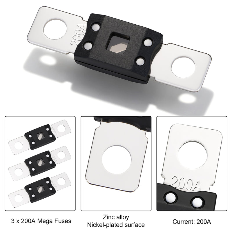 Weasch 32V 200A MEGA/AMG Fuse, High Current Bolt Mount Automotive 200 Amp for Cars, Trucks, Construction Vehicles, Buses, Caravans Cars, Boats-3