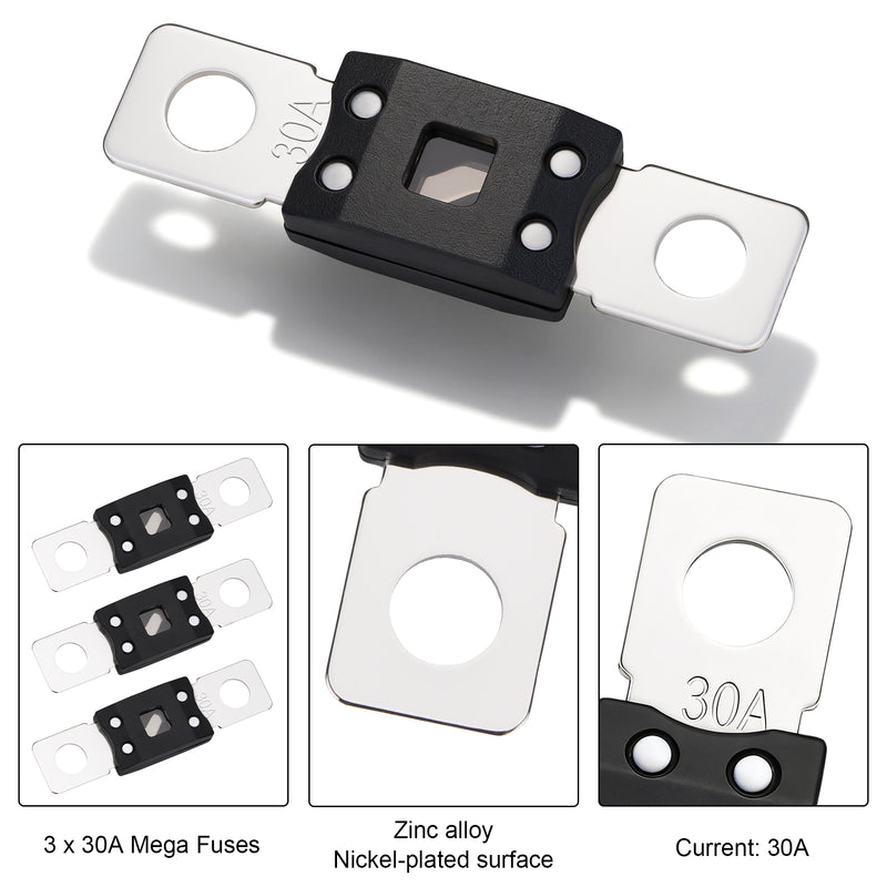 Weasch 32V 30A MEGA/AMG Fuse, High Current Bolt Mount Automotive 30 Amp for Cars, Trucks, Construction Vehicles, Buses, Caravans Cars, Boats-3