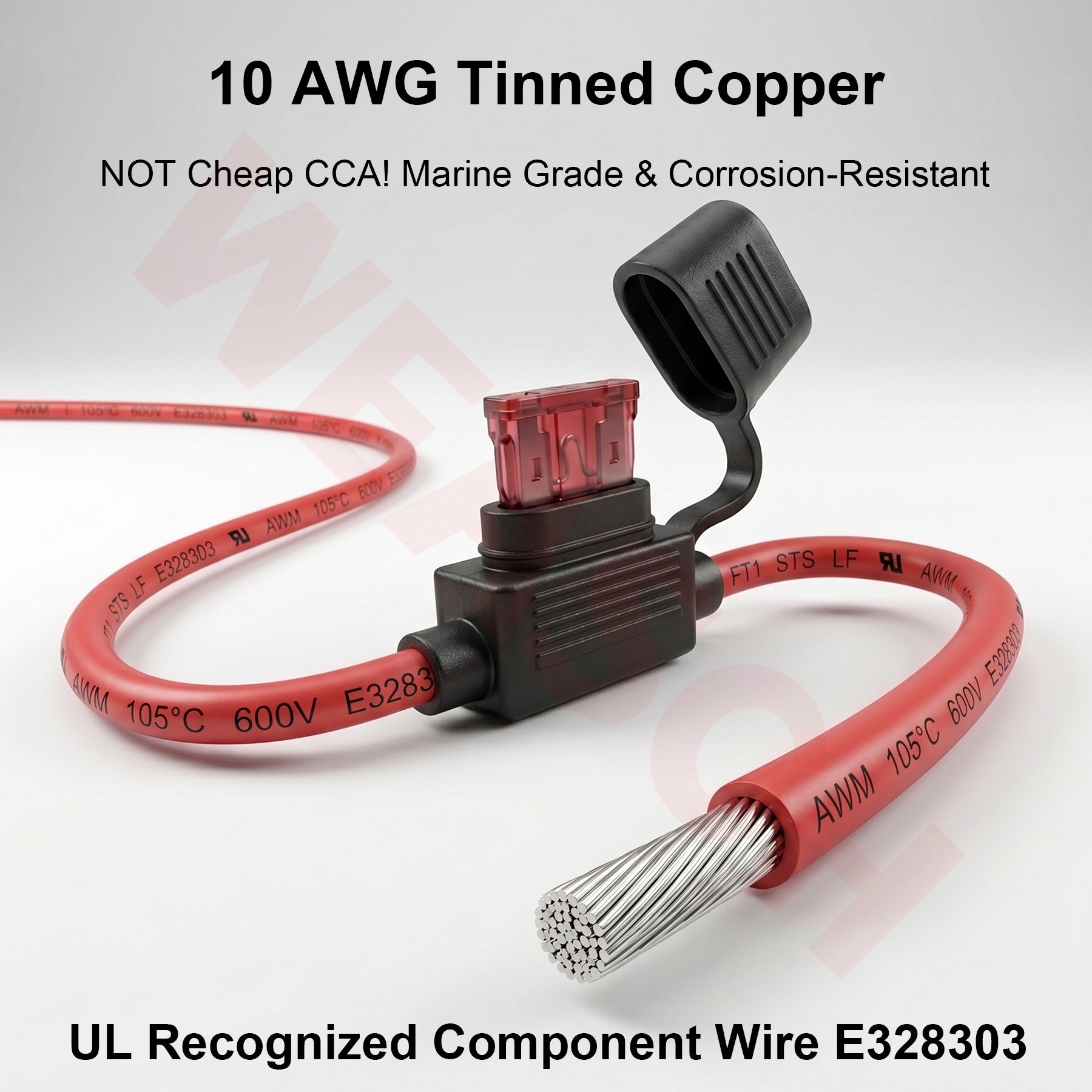 2 Pack 10 AWG Inline Fuse Holder 12V, UL Recognized Component Wire | IP67 Waterproof, Heavy Duty ATC/ATO Blade Fuse Holder with 20A 30A 40A Medium Blade Fuse for Marine Car Automotive-3