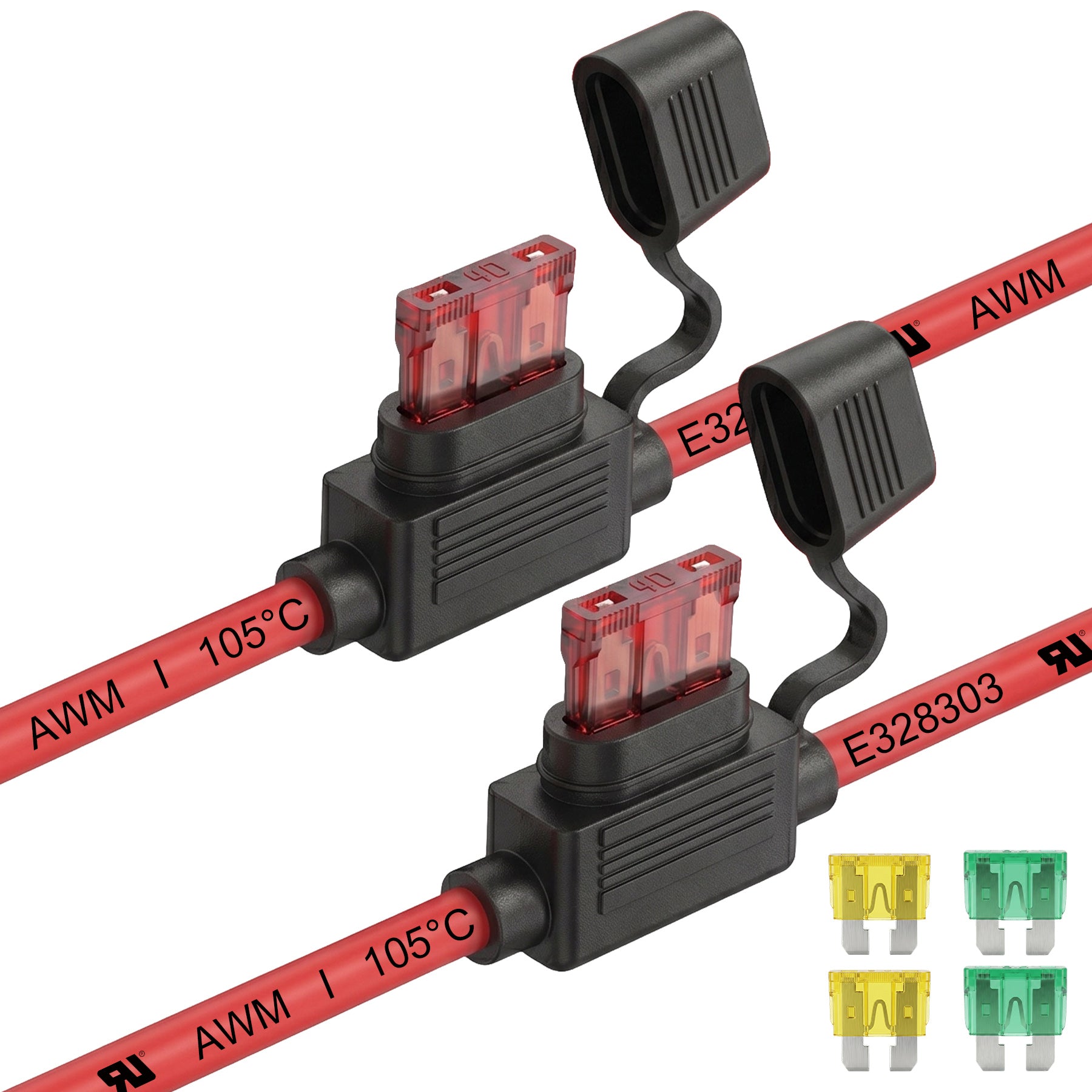 2 Pack 10 AWG Inline Fuse Holder 12V, UL Recognized Component Wire | IP67 Waterproof, Heavy Duty ATC/ATO Blade Fuse Holder with 20A 30A 40A Medium Blade Fuse for Marine Car Automotive-1