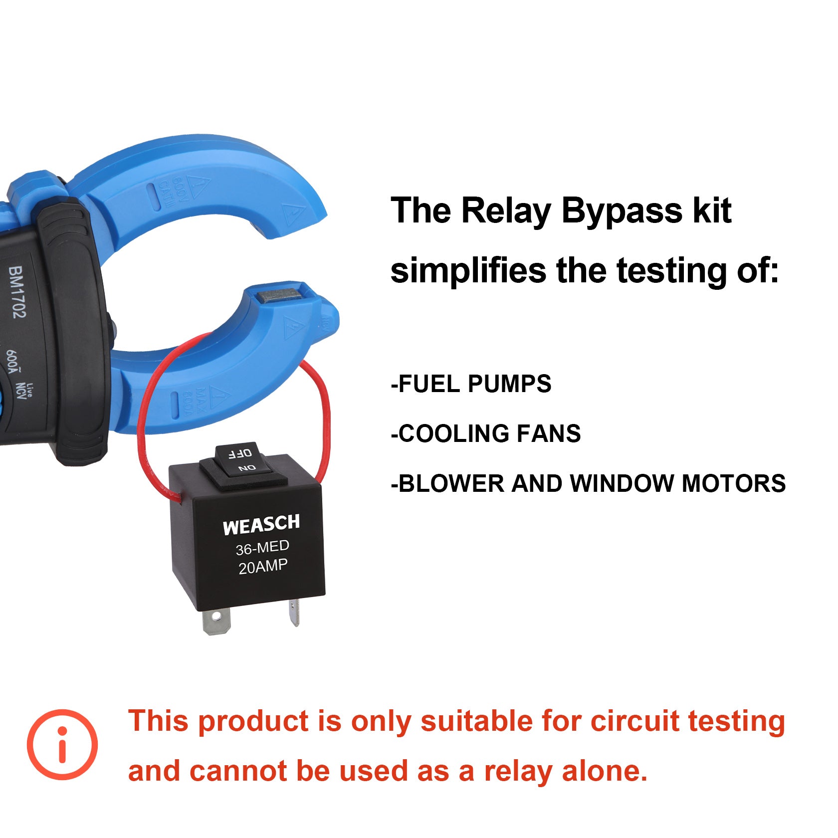 Weasch 9038A Relay Bypass Switch Kit, Amp Loop Fuel Pump Bypass Kit, Relay Tester Pack of 6-3
