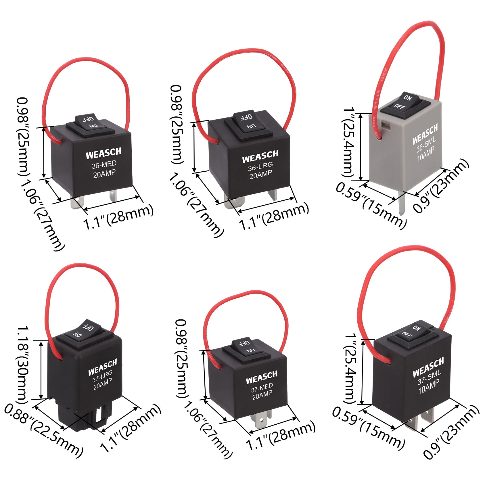Weasch 9038A Relay Bypass Switch Kit, Amp Loop Fuel Pump Bypass Kit, Relay Tester Pack of 6-4