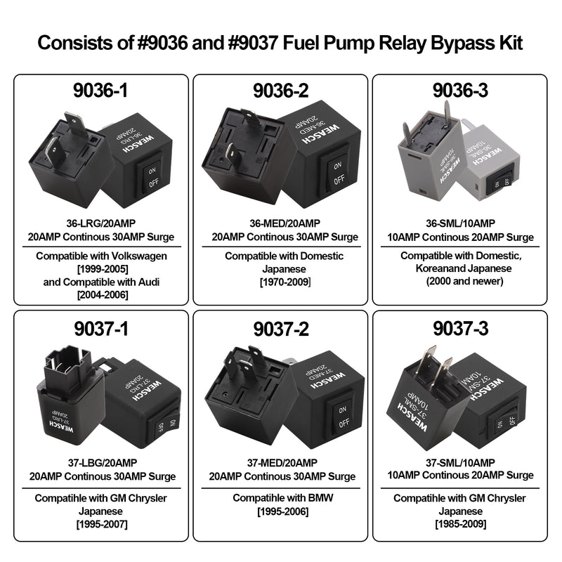 Weasch 9038 Relay Bypass Switch, Relay Tester, Fuel Pump Bypass Switch Kit, Pack of 6-2