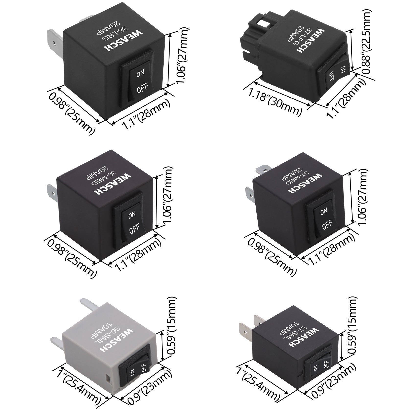 Weasch 9038 Relay Bypass Switch, Relay Tester, Fuel Pump Bypass Switch Kit, Pack of 6-4