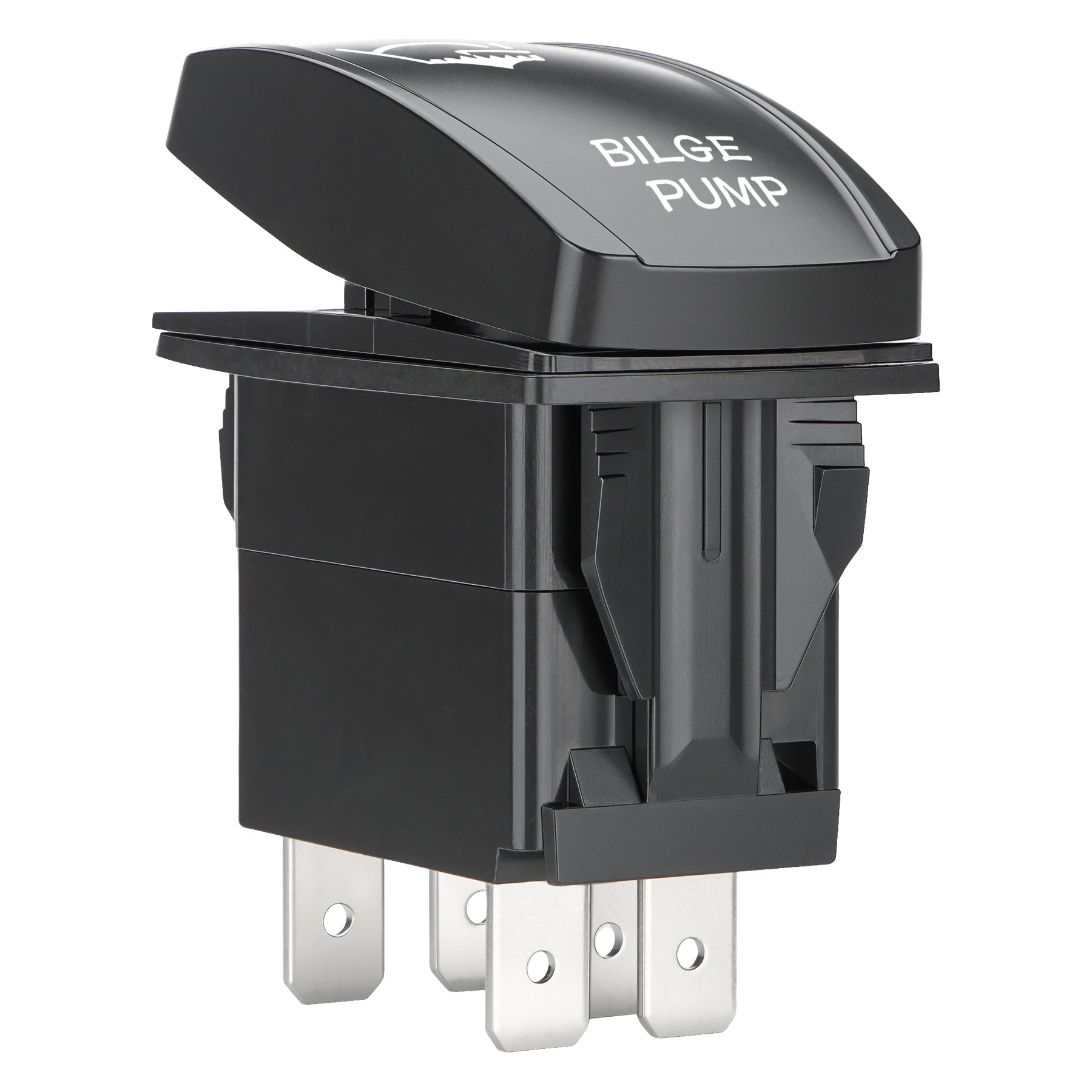 Weasch Bilge Pump Latching Rocker Switch, On/Off SPST 5Pin, 20A/12V 10A/24V, with Jumper Wires Set for Marine Fishing Boat Yacht Caravan Vessel RV Camper, Blue-4