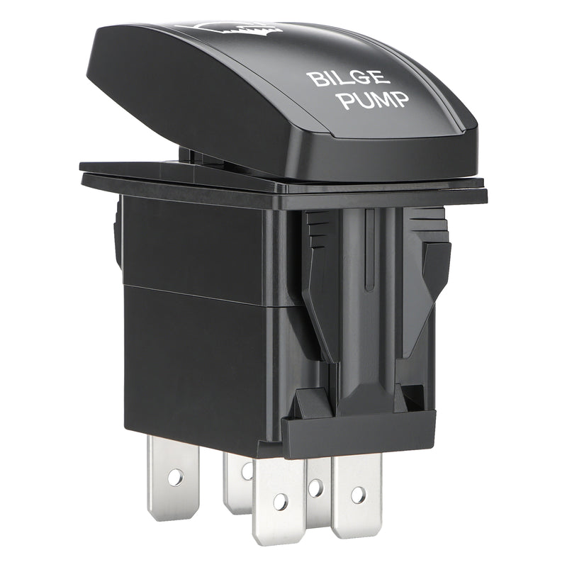 Weasch Bilge Pump Latching Rocker Switch, On/Off SPST 5Pin, 20A/12V 10A/24V, with Jumper Wires Set for Marine Fishing Boat Yacht Caravan Vessel RV Camper, Blue-4