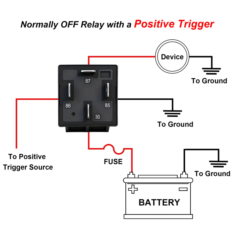 Weasch JD1912 Car Relay Kit, 12V 40A, SPST 4 Pin, 40A Automotive Relay, Automotive Switches and Starters, with Interlocking Relay Socket and Wiring Harness-4