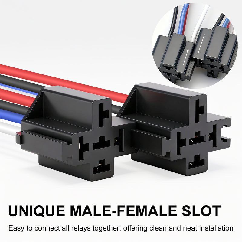 Weasch Fuse Relay Switch Kit, 12V 30A, 5 Pin SPDT, 30A Switch Harness Set, Automotive Electrical Relays with 14 AWG Hot Wires-7