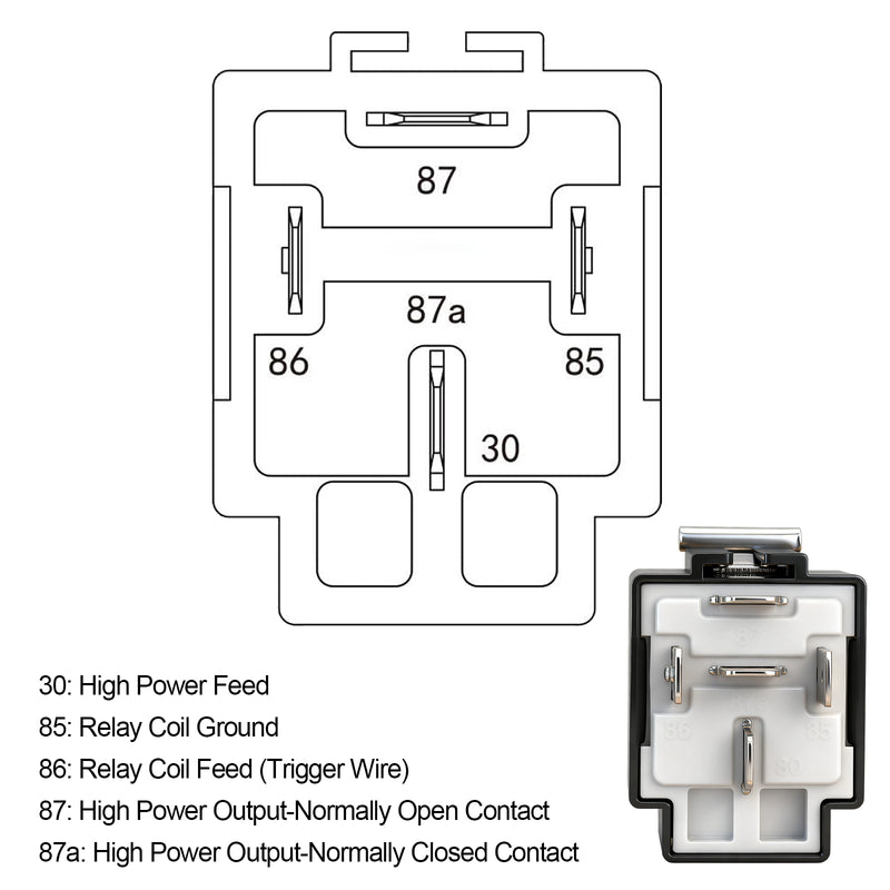 Weasch Fuse Relay Switch Kit, 12V 30A, 5 Pin SPDT, 30A Switch Harness Set, Automotive Electrical Relays with 14 AWG Hot Wires-8