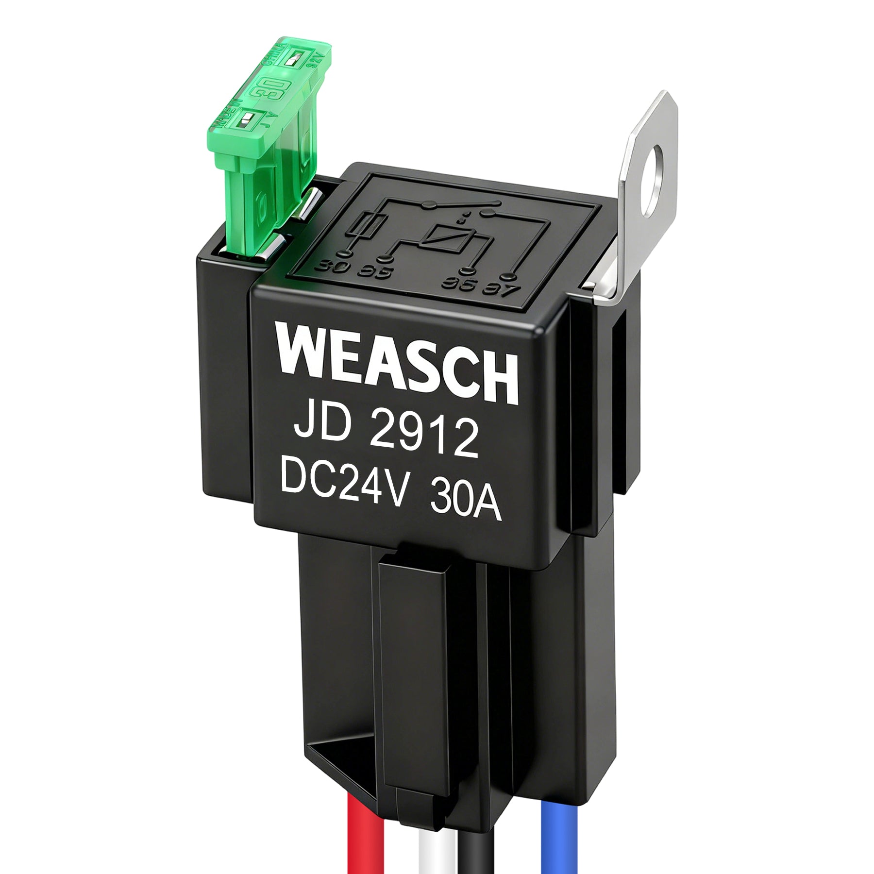 Weasch Fuse Relay Switch Kit, 24V 30A, 4 Pin SPST, 30A Switch Harness Set, Automotive Electrical Relays with 14 AWG Wires-1