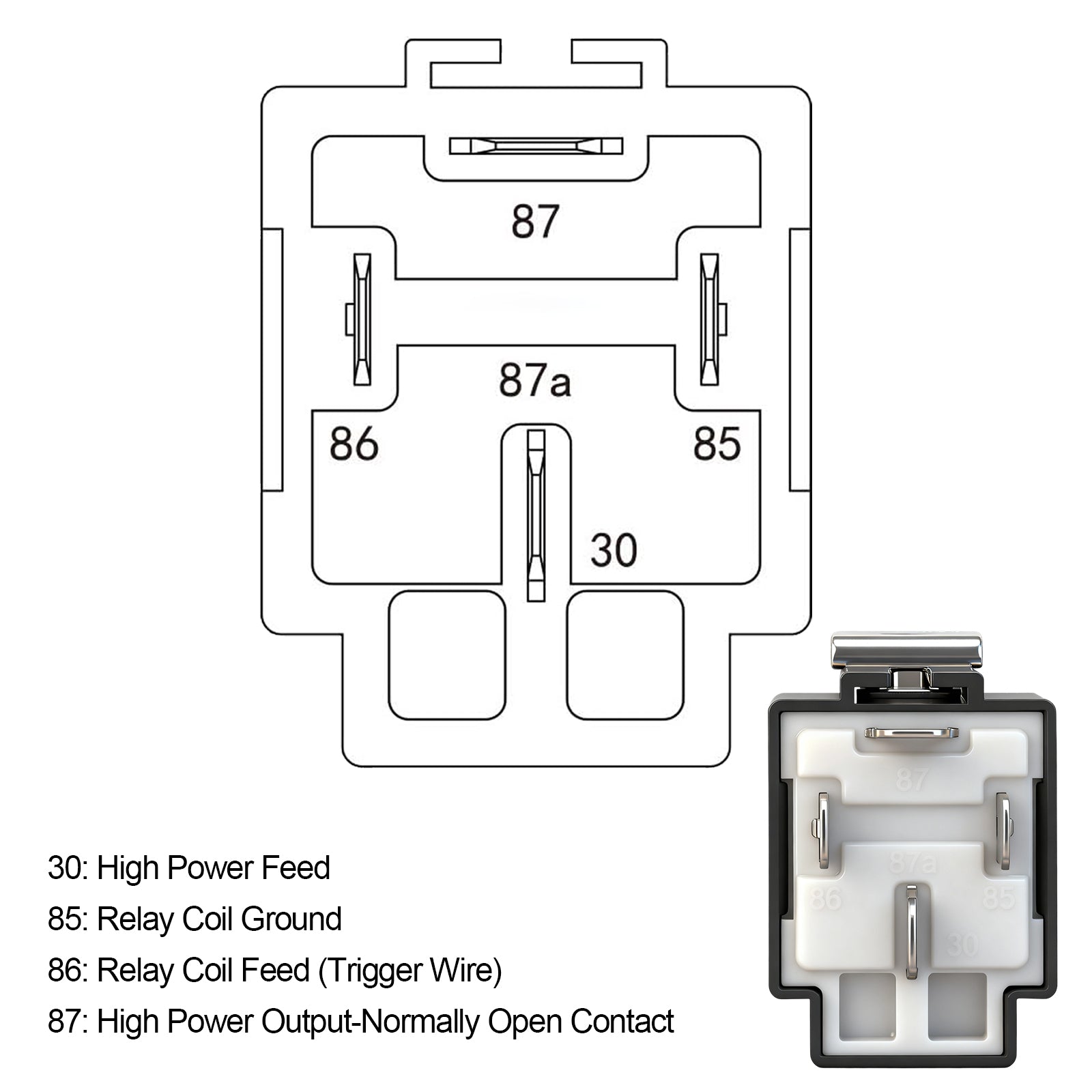 Weasch Fuse Relay Switch Kit, 24V 30A, 4 Pin SPST, 30A Switch Harness Set, Automotive Electrical Relays with 14 AWG Wires-8