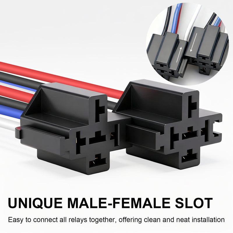 Weasch Fuse Relay Switch Kit, 24V 30A, 4 Pin SPST, 30A Switch Harness Set, Automotive Electrical Relays with 14 AWG Wires-7