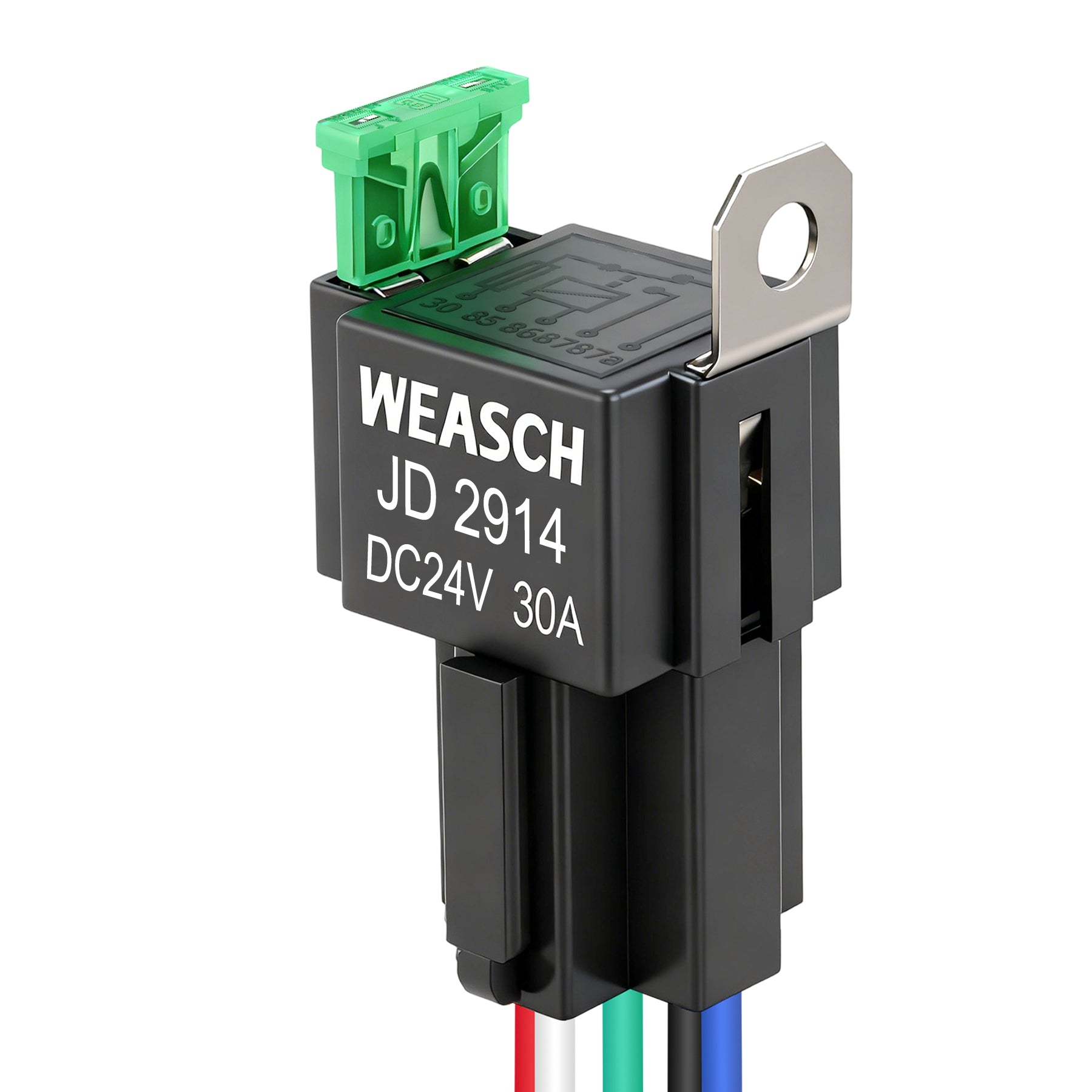 Weasch Fuse Relay Switch Kit, 24V 30A, 5 Pin SPDT, 30A Switch Harness Set, Automotive Electrical Relays with 14 AWG Wires-1