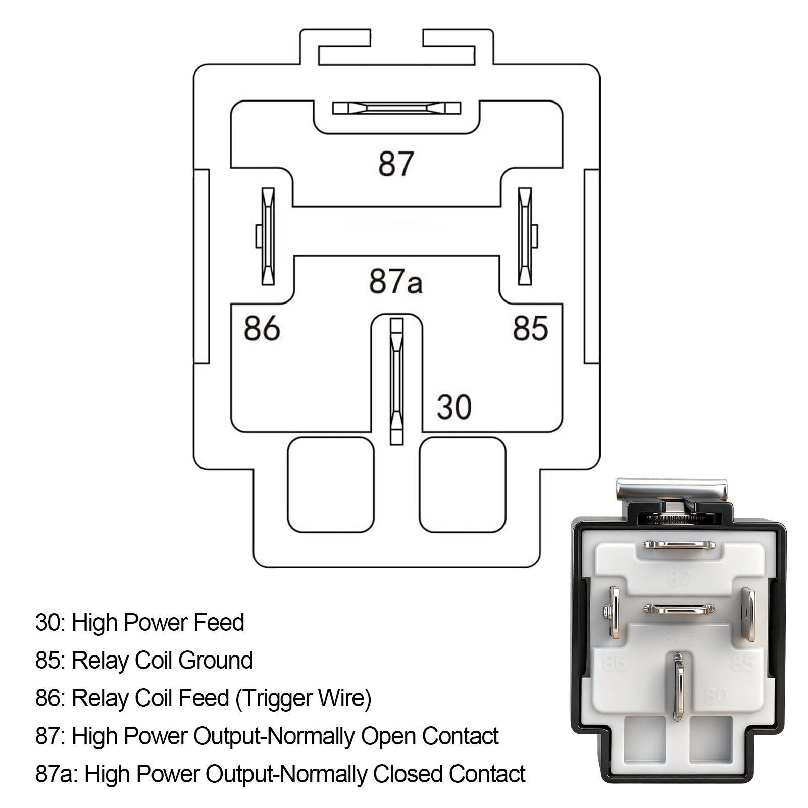 Weasch Fuse Relay Switch Kit, 24V 30A, 5 Pin SPDT, 30A Switch Harness Set, Automotive Electrical Relays with 14 AWG Wires-8