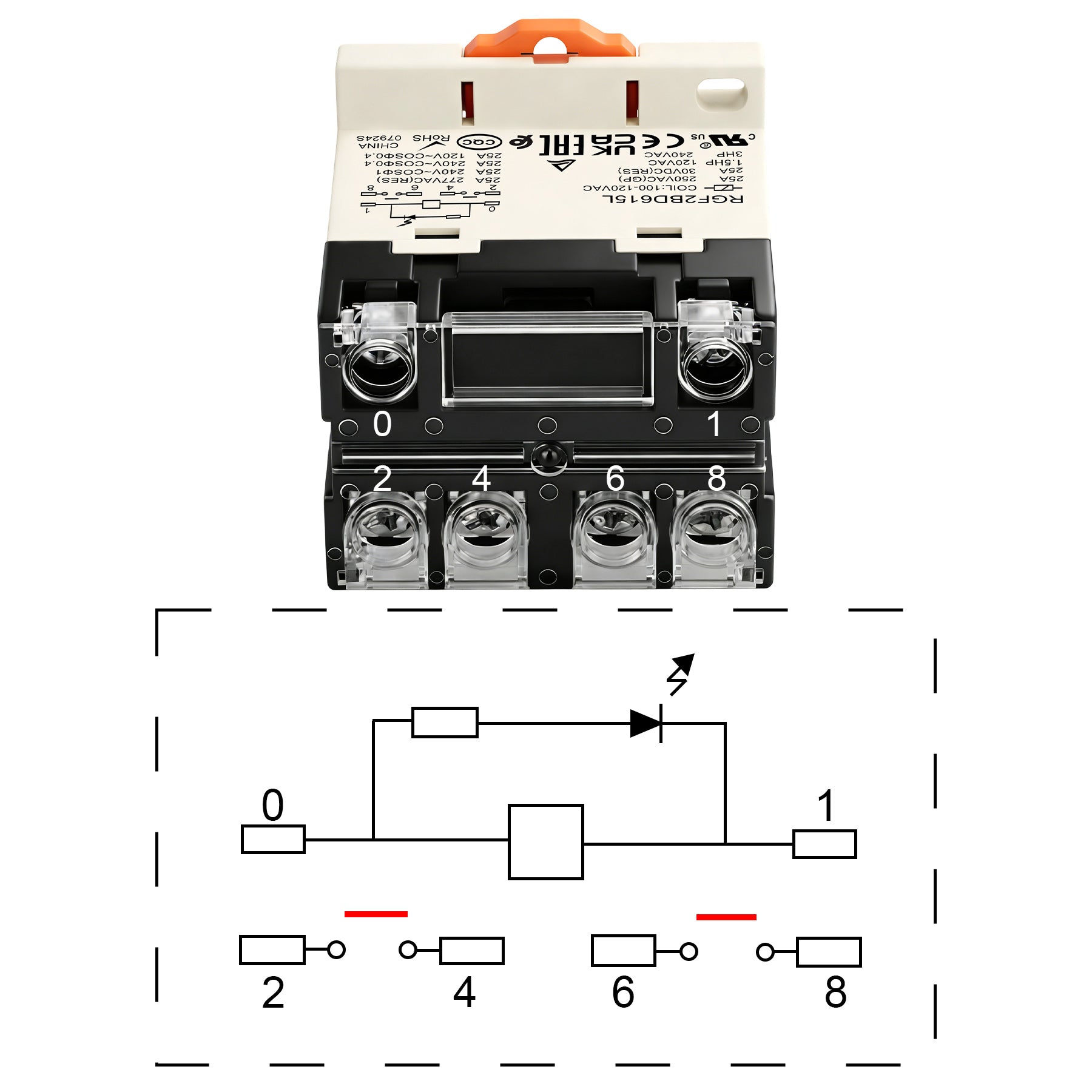 Weasch General Purpose Relay, RGF2BD, 25A AC 12-240V DC 12-24V Coil Voltage, 6Pin Double Pole Single Throw Normally Open Contacts, with LED Indicator Light and Protection Cover, 35mm DIN Rail Mount-3