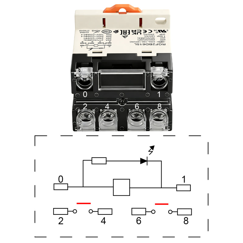 Weasch General Purpose Relay, RGF2BD, 25A AC 12-240V DC 12-24V Coil Voltage, 6Pin Double Pole Single Throw Normally Open Contacts, with LED Indicator Light and Protection Cover, 35mm DIN Rail Mount-3