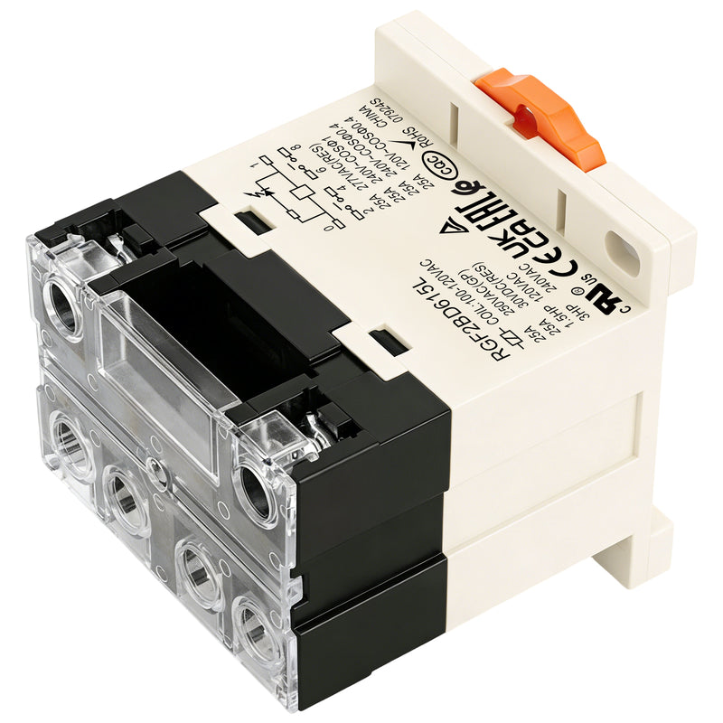 Weasch General Purpose Relay, RGF2BD, 25A AC 12-240V DC 12-24V Coil Voltage, 6Pin Double Pole Single Throw Normally Open Contacts, with LED Indicator Light and Protection Cover, 35mm DIN Rail Mount-5