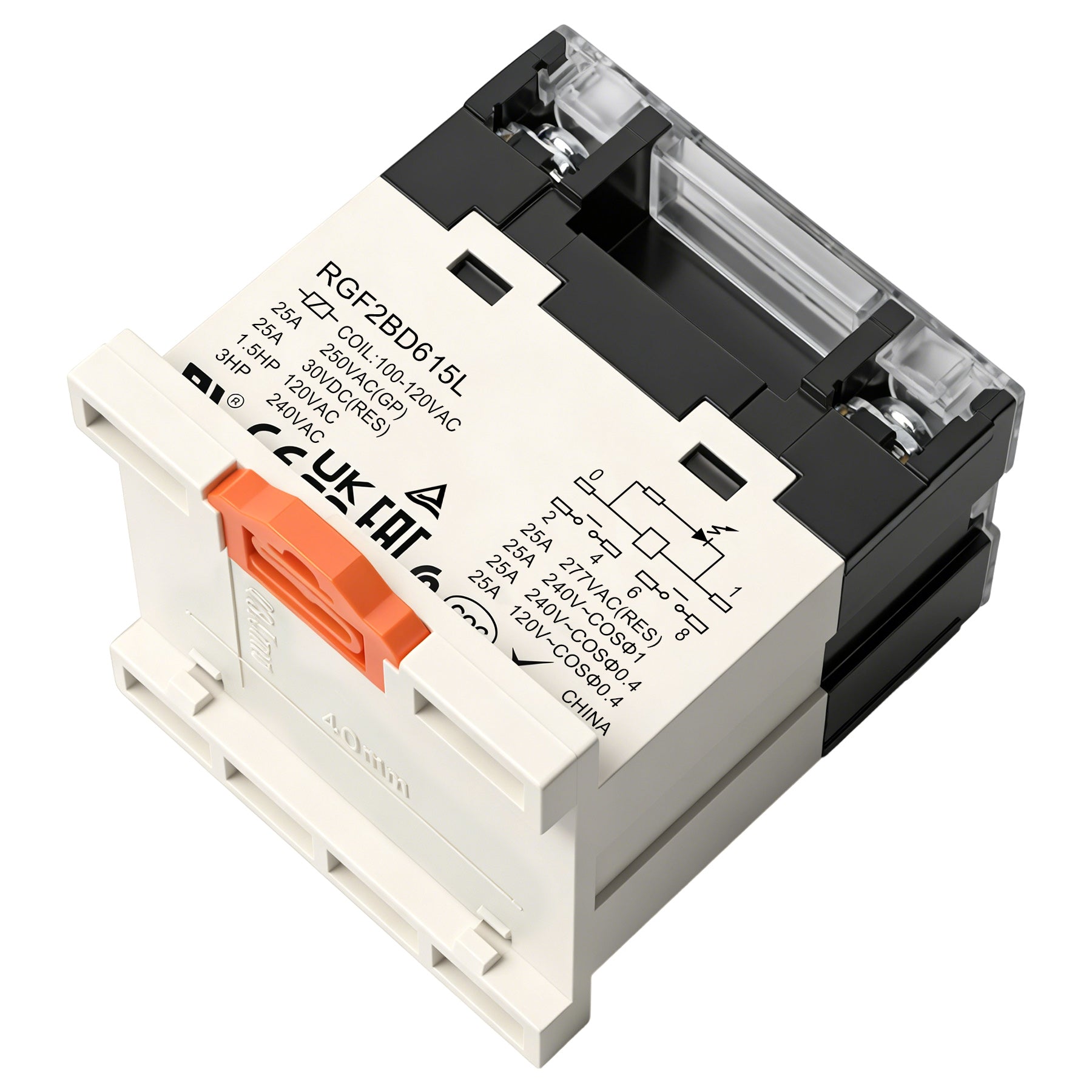 Weasch General Purpose Relay, RGF2BD, 25A AC 12-240V DC 12-24V Coil Voltage, 6Pin Double Pole Single Throw Normally Open Contacts, with LED Indicator Light and Protection Cover, 35mm DIN Rail Mount-6