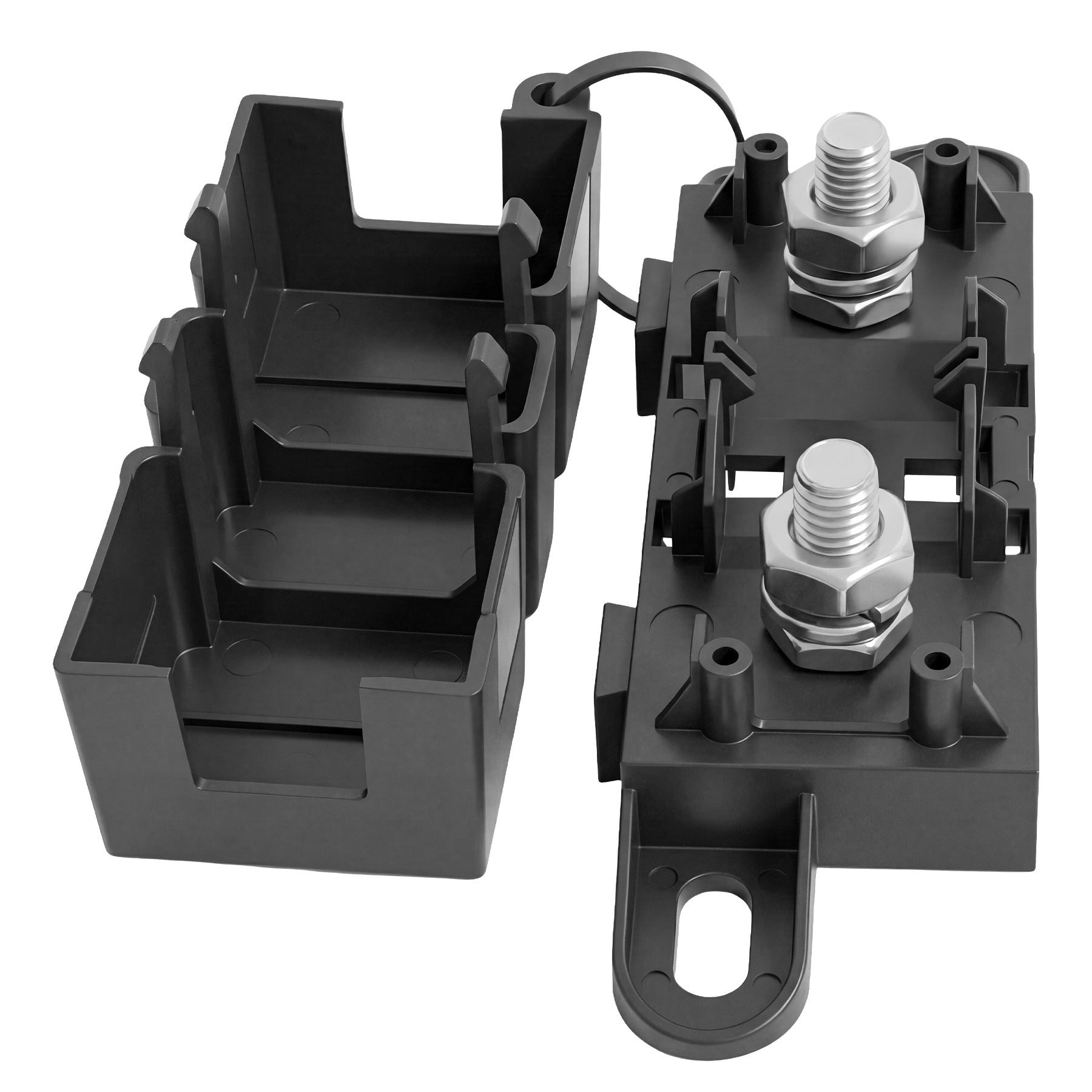 Weasch Heavy Duty MEGA/ANM Fuse Holder, 500A 32V DC / 220V AC Bolt-Down MEGA ANM Fuse Block with Protective Cover, M8 Studs & Interlocking Pins for Automotive Battery Alternator-7