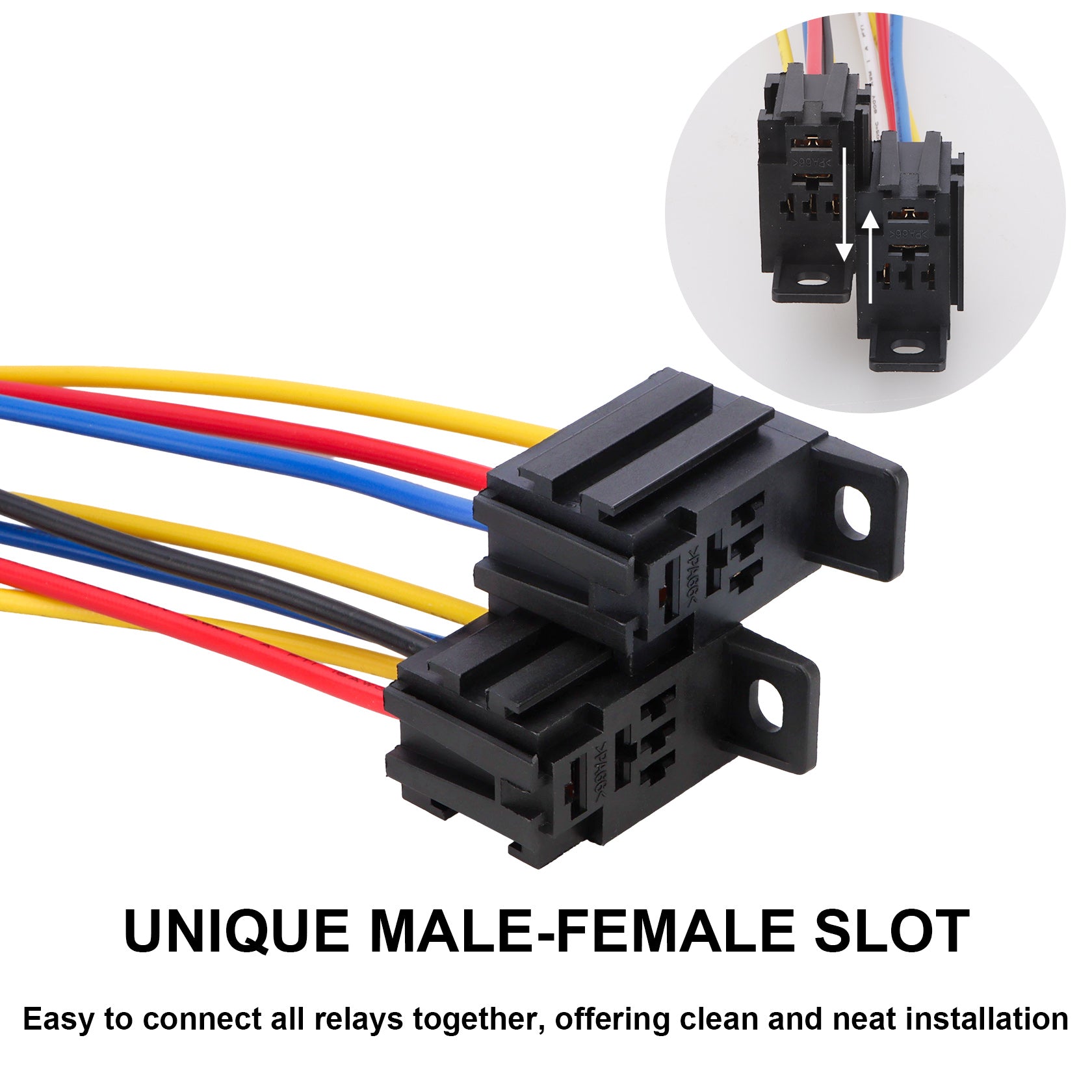 Weasch 5 Pack Heavy Duty Standard Relay, 12V 30A, SPST 4Pin, with Wire Socket Plug Harness, Multi-Purpose Replacement Automotive Relay-4