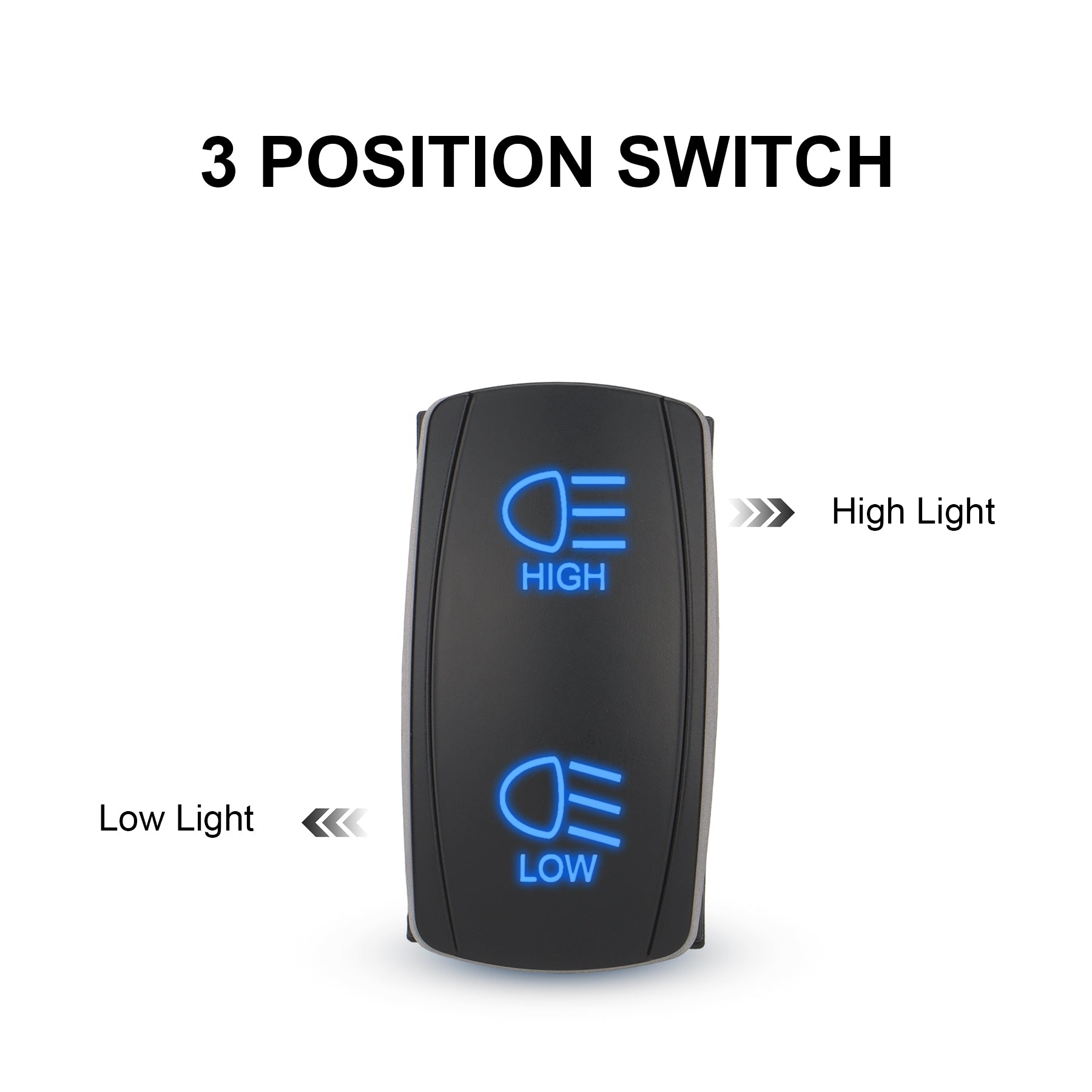 Weasch High Low Beam Headlights Rocker Switch, ON Off ON DPDT 7 Pins, 20A 12V 10A 24V DC, with Jumper Wires for Car Boat Truck RV SUV ATV UTV Trailer, Blue-6