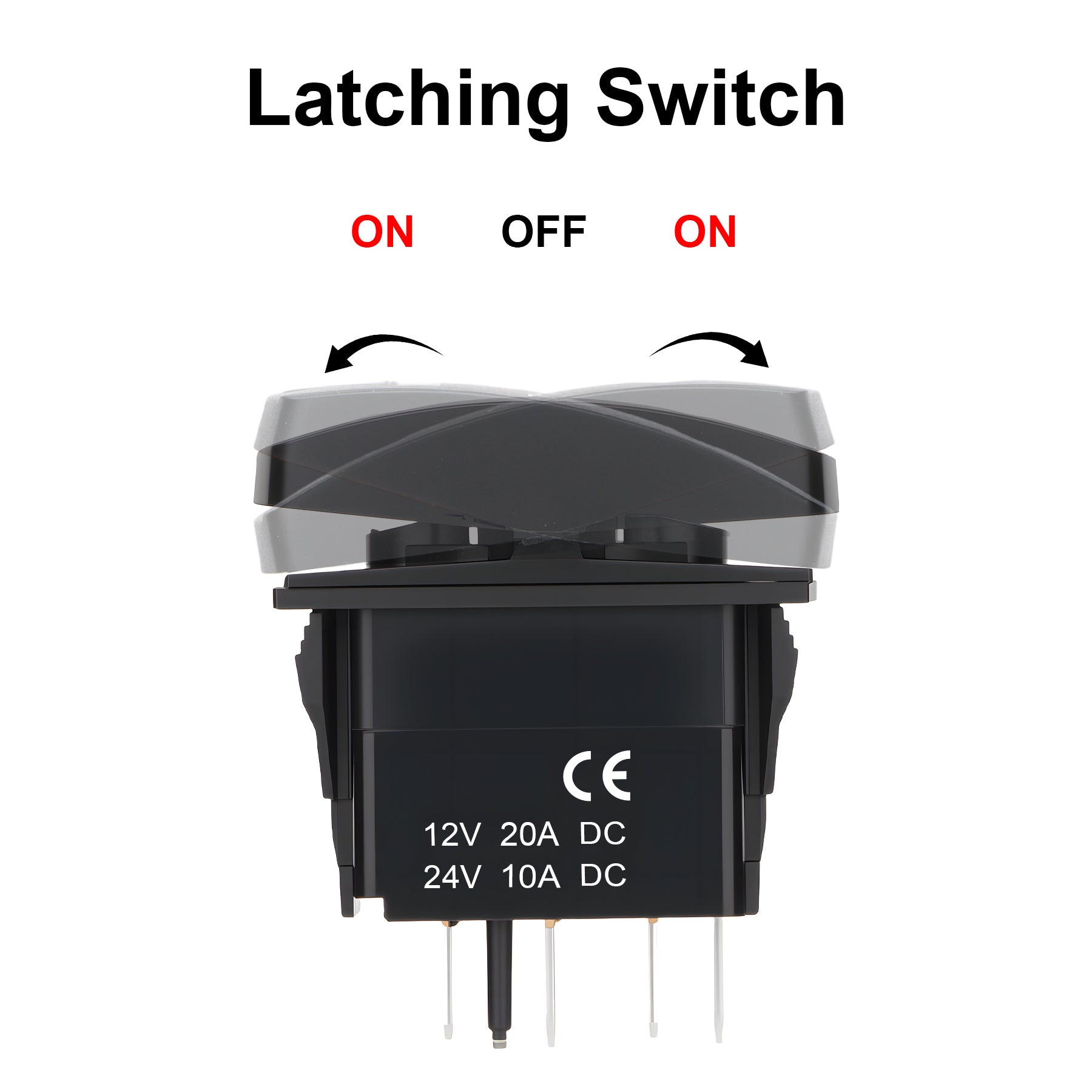 Weasch High Low Beam Headlights Rocker Switch, ON Off ON DPDT 7 Pins, 20A 12V 10A 24V DC, with Jumper Wires for Car Boat Truck RV SUV ATV UTV Trailer, Blue-2