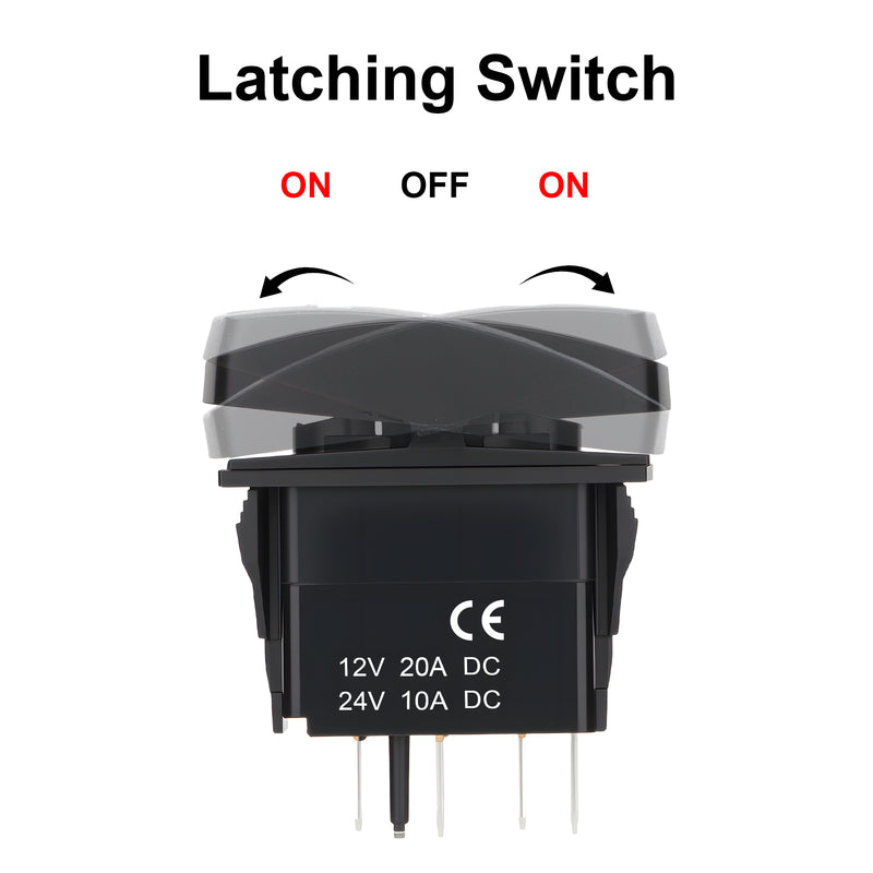 Weasch High Low Beam Headlights Rocker Switch, ON Off ON DPDT 7 Pins, 20A 12V 10A 24V DC, with Jumper Wires for Car Boat Truck RV SUV ATV UTV Trailer, Blue-2