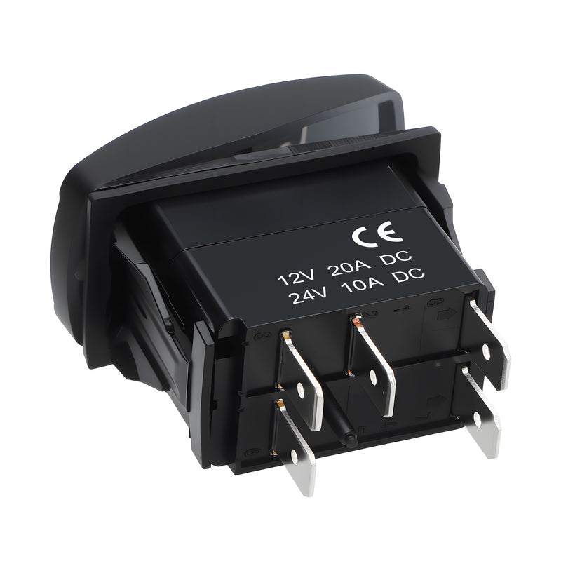 Weasch Interior Light Rocker Switch, On Off SPST 5 Pin Latching Switch, 20A 12V 10A 24V, with Jumper Wires for Car Boat Truck Trailer, Blue-6