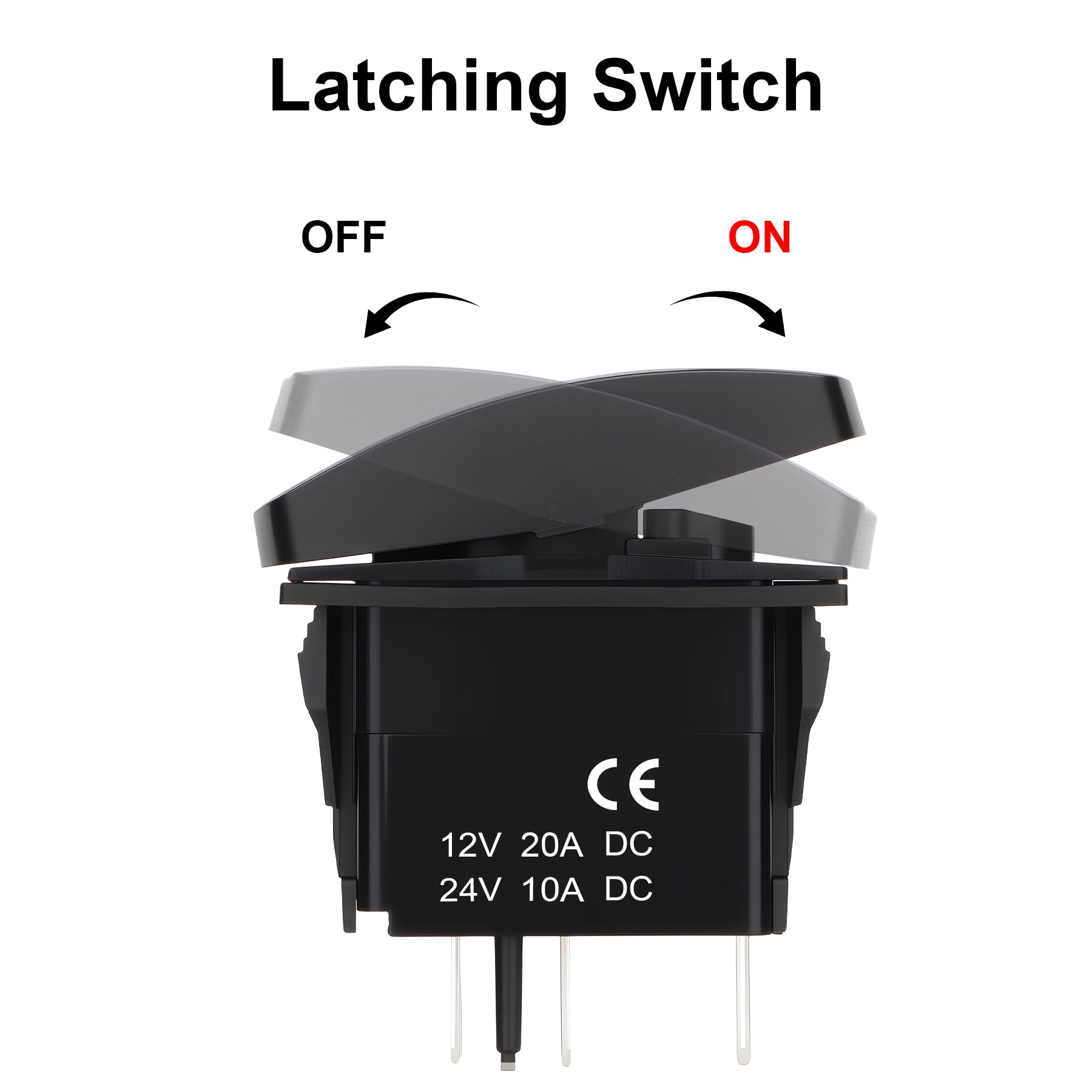 Weasch Interior Light Rocker Switch, On Off SPST 5 Pin Latching Switch, 20A 12V 10A 24V, with Jumper Wires for Car Boat Truck Trailer, Blue-2