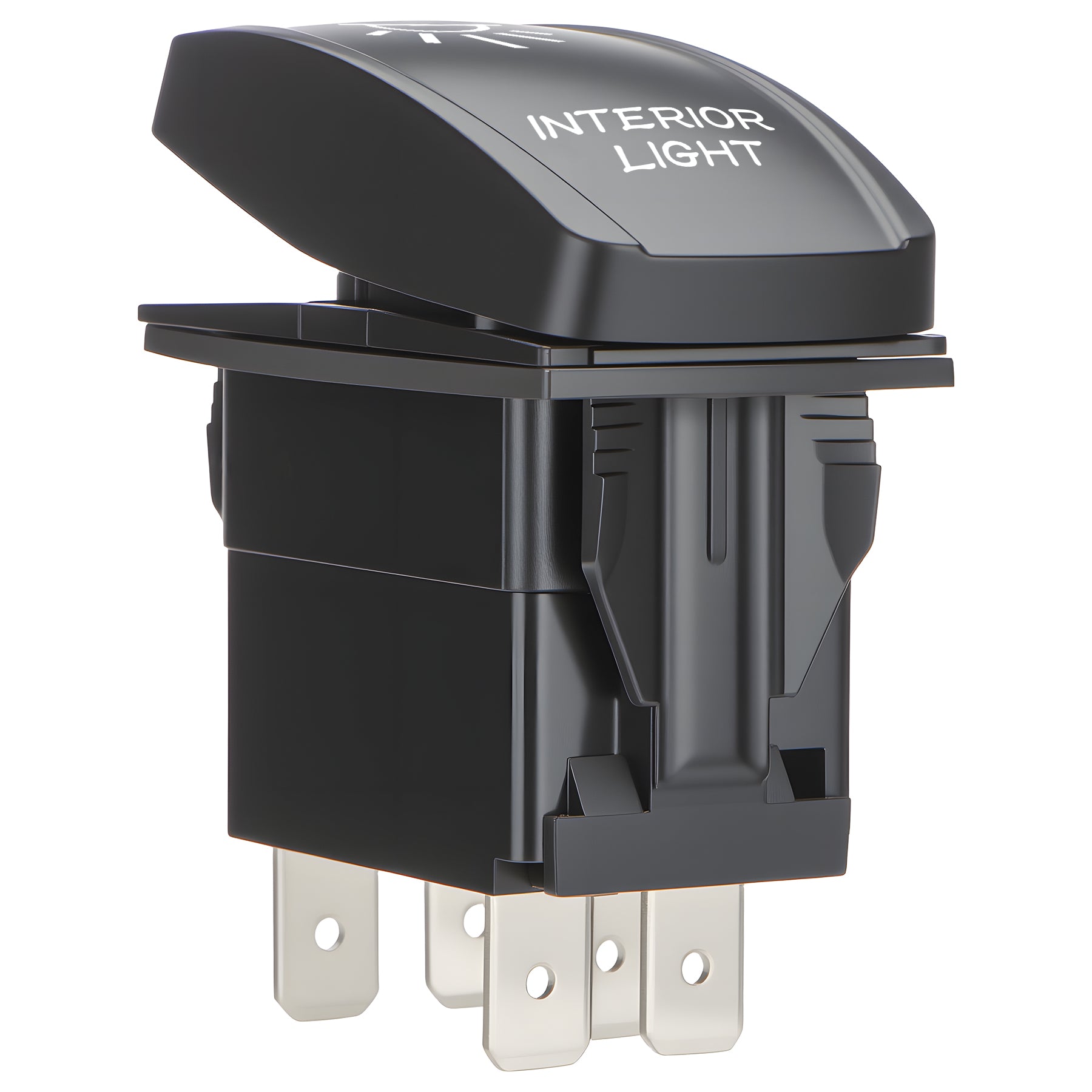 Weasch Interior Light Rocker Switch, On Off SPST 5 Pin Latching Switch, 20A 12V 10A 24V, with Jumper Wires for Car Boat Truck Trailer, Blue-7