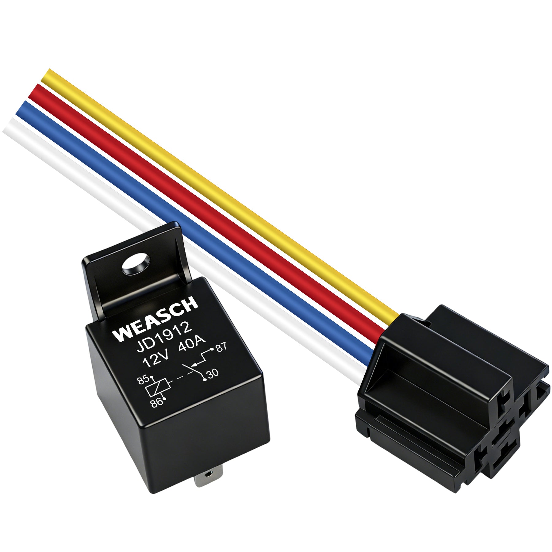 Weasch JD1912 Car Relay Harness, 12V 40A, 4-Pin SPST, 12AWG Harness Sockets, Automotive Switches and Starters, for Automotive Truck Van Motorcycle Boat-9