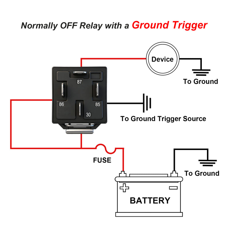 Weasch JD1912 Car Relay, 12V 40A, SPST 4Pin, 40A Automotive Relay, Automotive Switches and Starters, with Interlocking Relay Socket and Wiring Harness-5