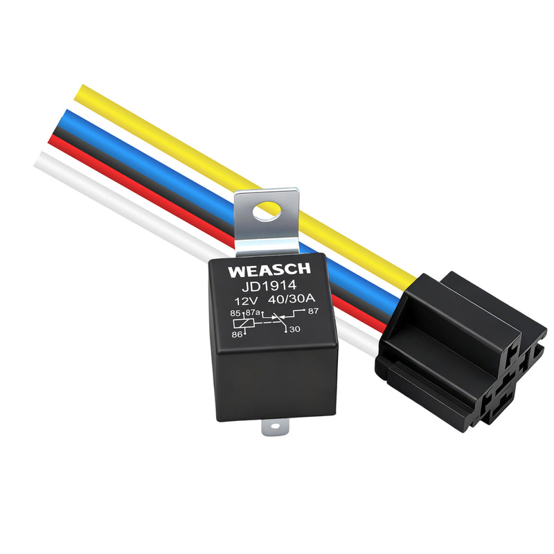 Weasch JD1914 Car Relay Harness, 12V 40A, 5 Pin SPDT, Iron Backrest with 12AWG Harness Sockets, Automotive Switches and Starters, for Automotive Truck Van Motorcycle Boat-9