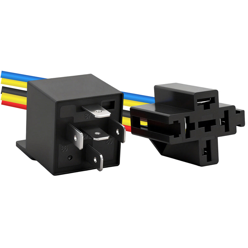 Weasch JD1914 Car Relay Kit, 12V 40A, SPDT 5 Pin, 40A Automotive Relay, Automotive Switches and Starters, with Interlocking Relay Socket and Wiring Harness-8