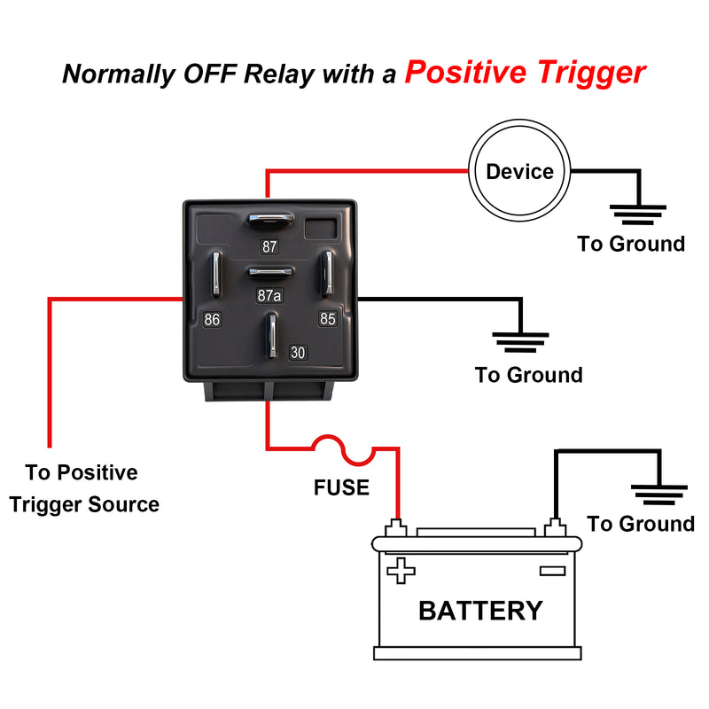 Weasch JD1914 Car Relay Kit, 12V 40A, SPDT 5 Pin, 40A Automotive Relay, Automotive Switches and Starters, with Interlocking Relay Socket and Wiring Harness-4