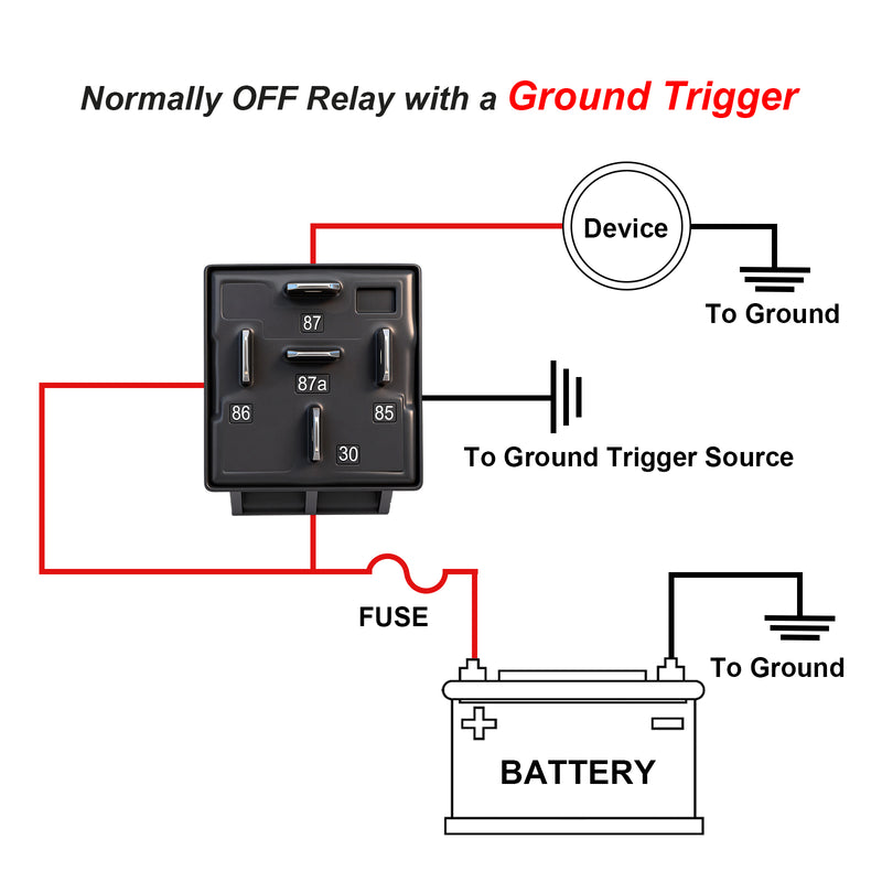 Weasch JD1914 Car Relay Kit, 12V 40A, SPDT 5 Pin, 40A Automotive Relay, Automotive Switches and Starters, with Interlocking Relay Socket and Wiring Harness-5