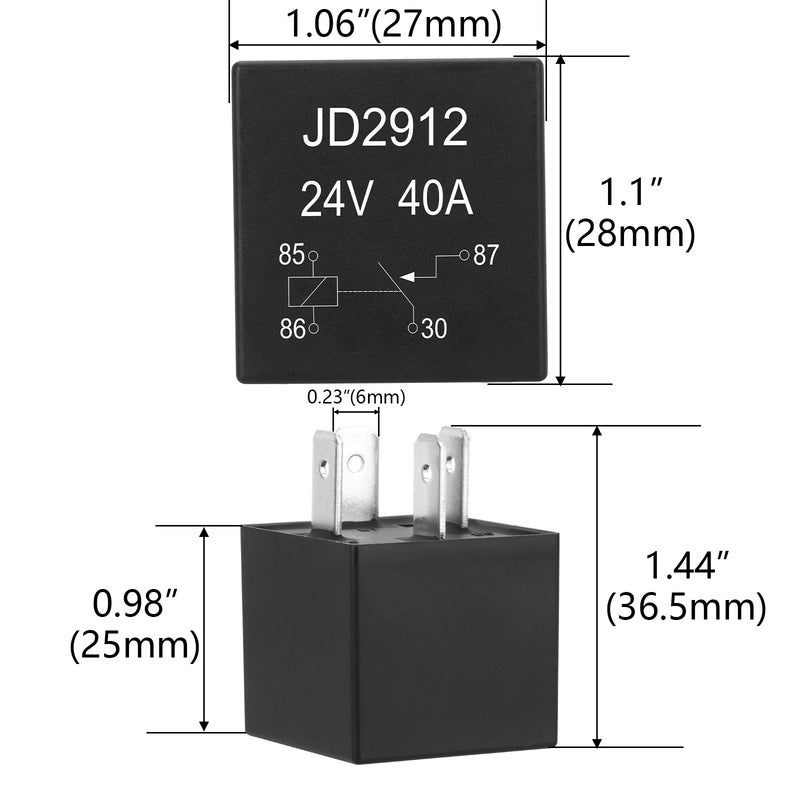 Weasch JD2912 Car Relay, 24V 40A, 4 Pins SPST, Automotive Switches and Starters, Waterproof Relay for Boat Tractor Truck Motorcycle-7