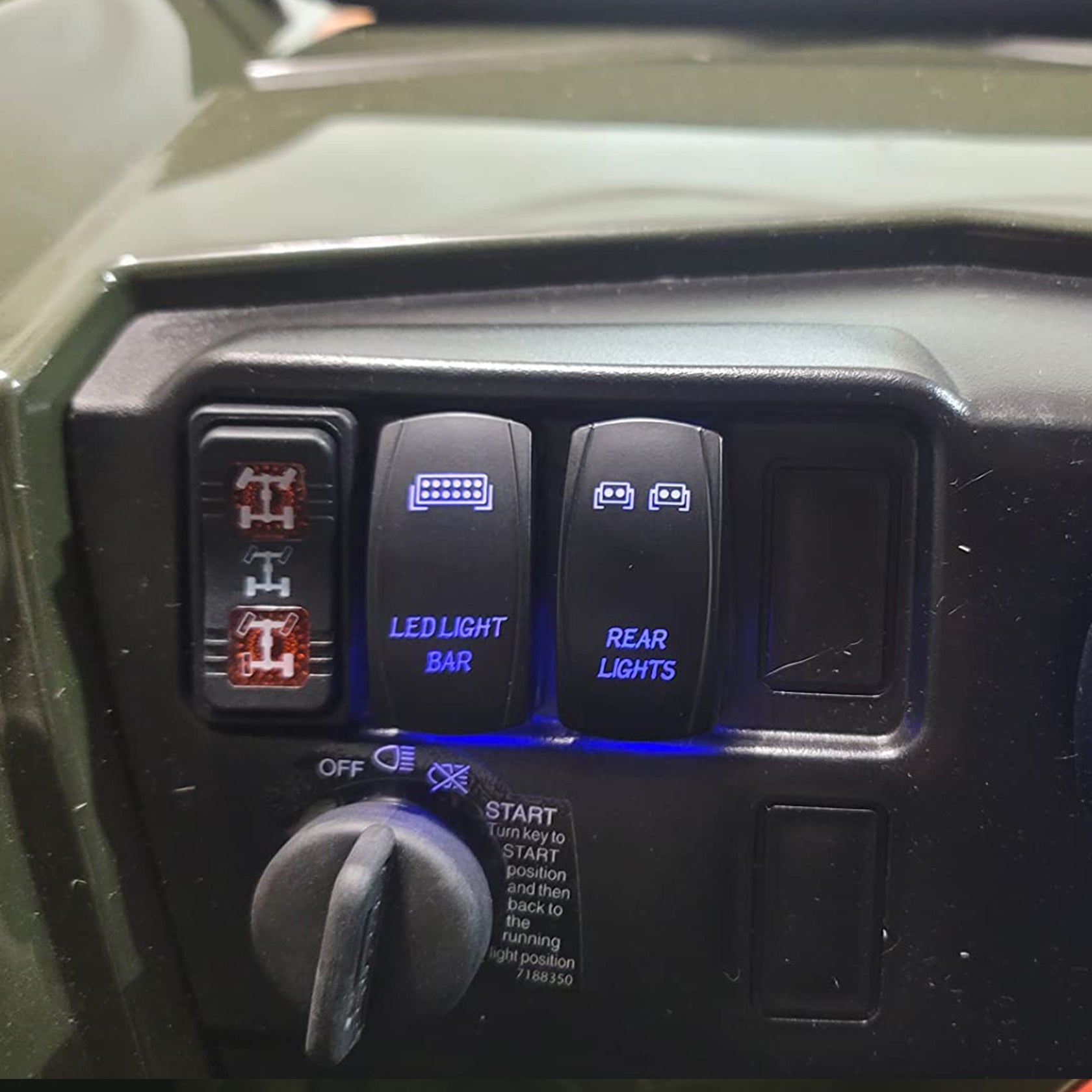 Weasch LED Light Bar Rocker Switch, Laser On/Off SPST 5Pin Waterproof, 20A/12V 10A/24V, with Jumper Wires for Automotive Marine Truck Jeep, Blue