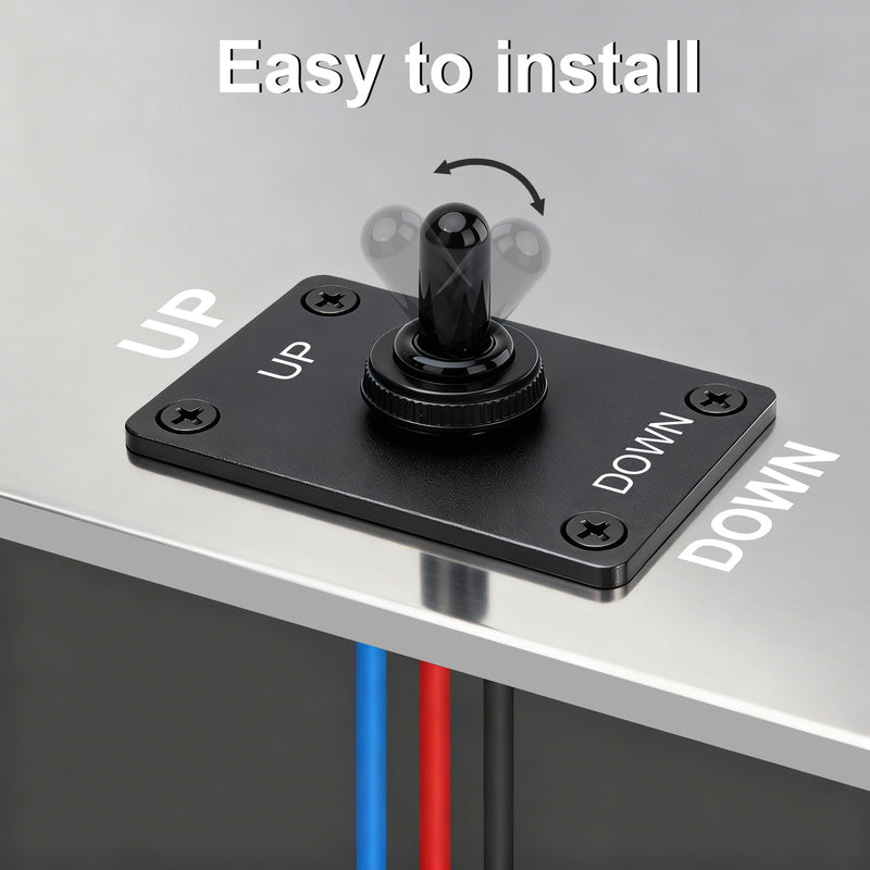 Weasch Momentary Toggle Switch, 12V 30A, 3 Pin SPDT (ON)-Off-(ON), Waterproof Toggle Switch with Up Down Mounting Panel Cable and Waterproof Cap for Marine Boat Auto Winch-3