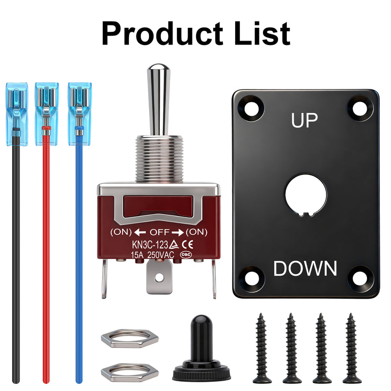Weasch Momentary Toggle Switch, 12V 30A, 3 Pin SPDT (ON)-Off-(ON), Waterproof Toggle Switch with Up Down Mounting Panel Cable and Waterproof Cap for Marine Boat Auto Winch-4