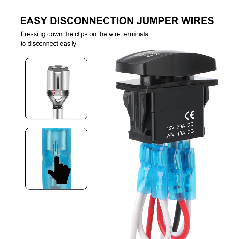 Weasch NAV/ANC Rocker Switch, ON Off ON DPDT 7 Pins, 20A 12V 10A 24V DC, Navigation Anchor Lights Latching Switch, with Jumper Wires for ARB Carling NARVA Style Marine Boat Ship Vessel, Blue-4