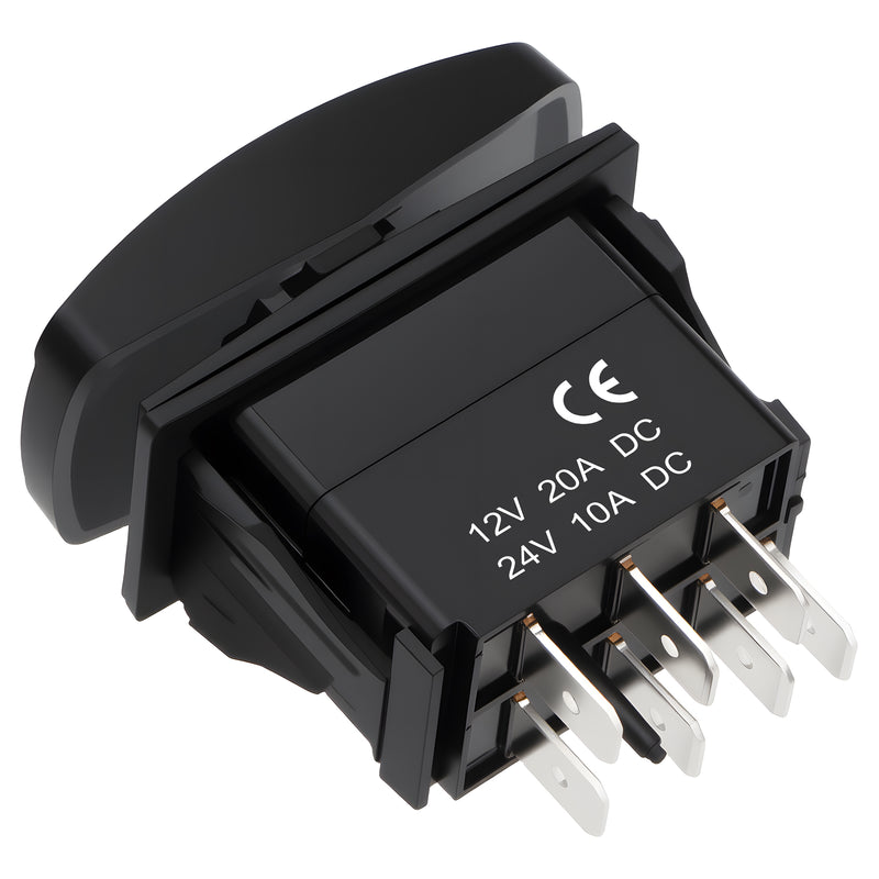 Weasch NAV/ANC Rocker Switch, ON Off ON DPDT 7 Pins, 20A 12V 10A 24V DC, Navigation Anchor Lights Latching Switch, with Jumper Wires for ARB Carling NARVA Style Marine Boat Ship Vessel, Blue-8