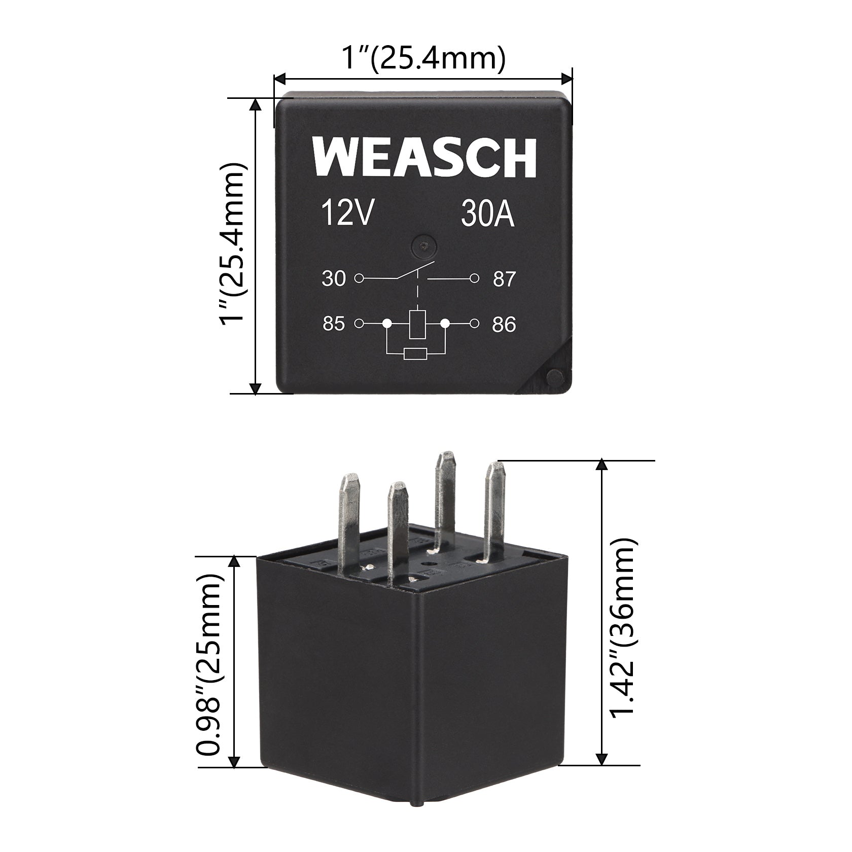 Weasch Professional Multi-Purpose Relay, 1 Form A 30A 4 Pins with Resistor, Compatible fo D1741C 19106615 12193604 3604 0545620B VF28-11F14-Z05-3