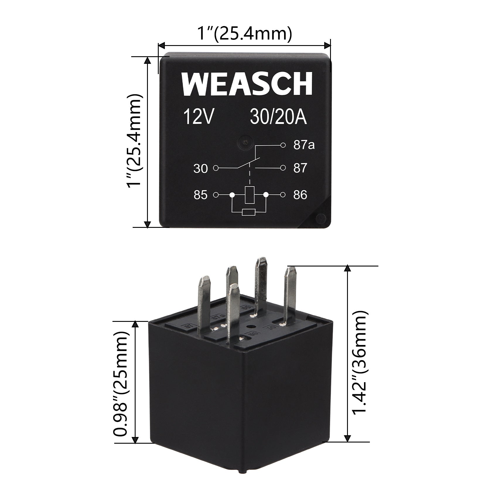 Weasch 2Pack Professional Multi-Purpose Relay, 1 Form C 30A 5 Pins with Resistor, Compatible fo Chevy GMC GM Buick Coolant Temperature Sensor and Fan Control, Replace 12193602, 15-81106, 96263403-3