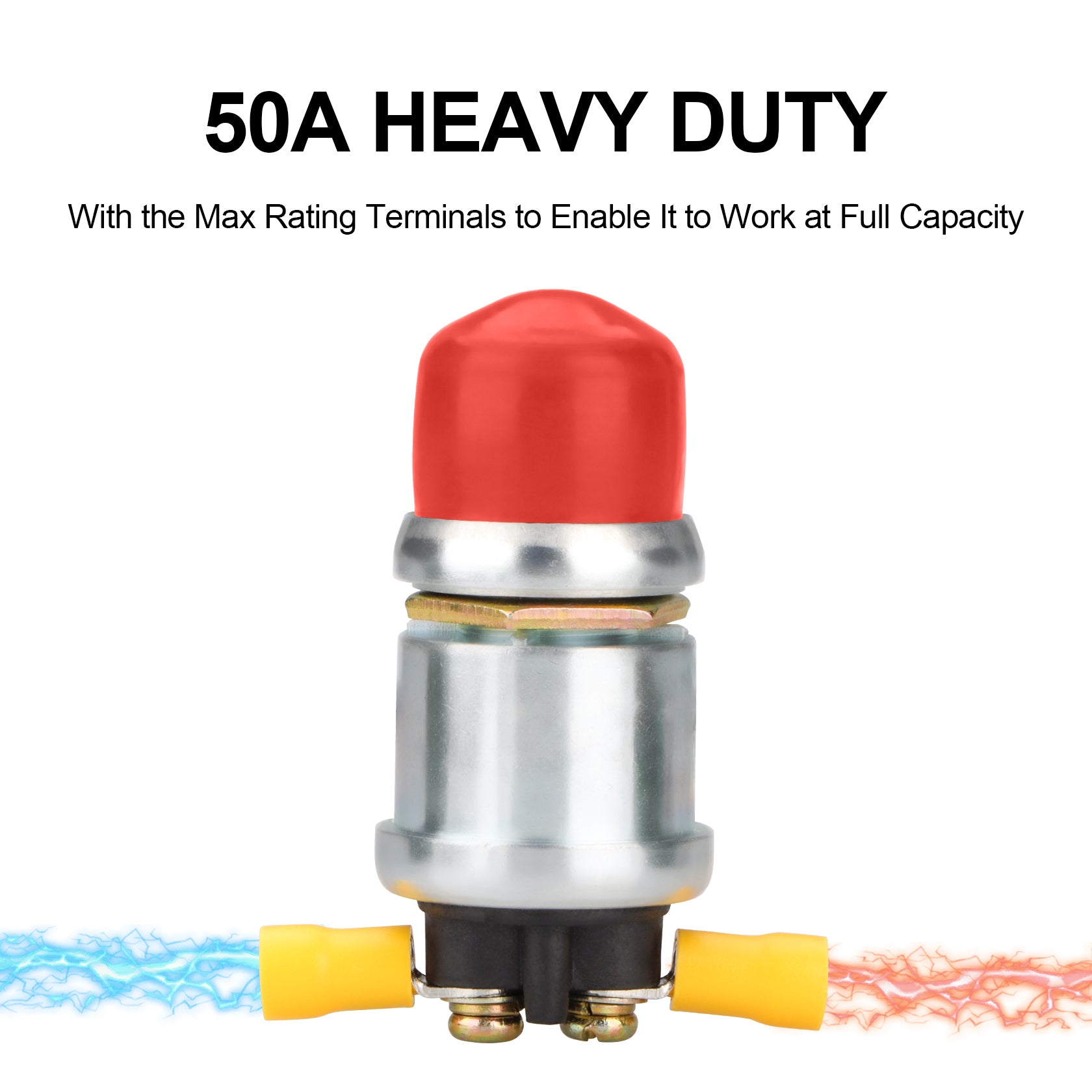 Weasch Push Button Starter Switch, 12V / 24V 50A, Waterproof Push Button Switch, for Car Marine Boat Truck Tractor Engine-4